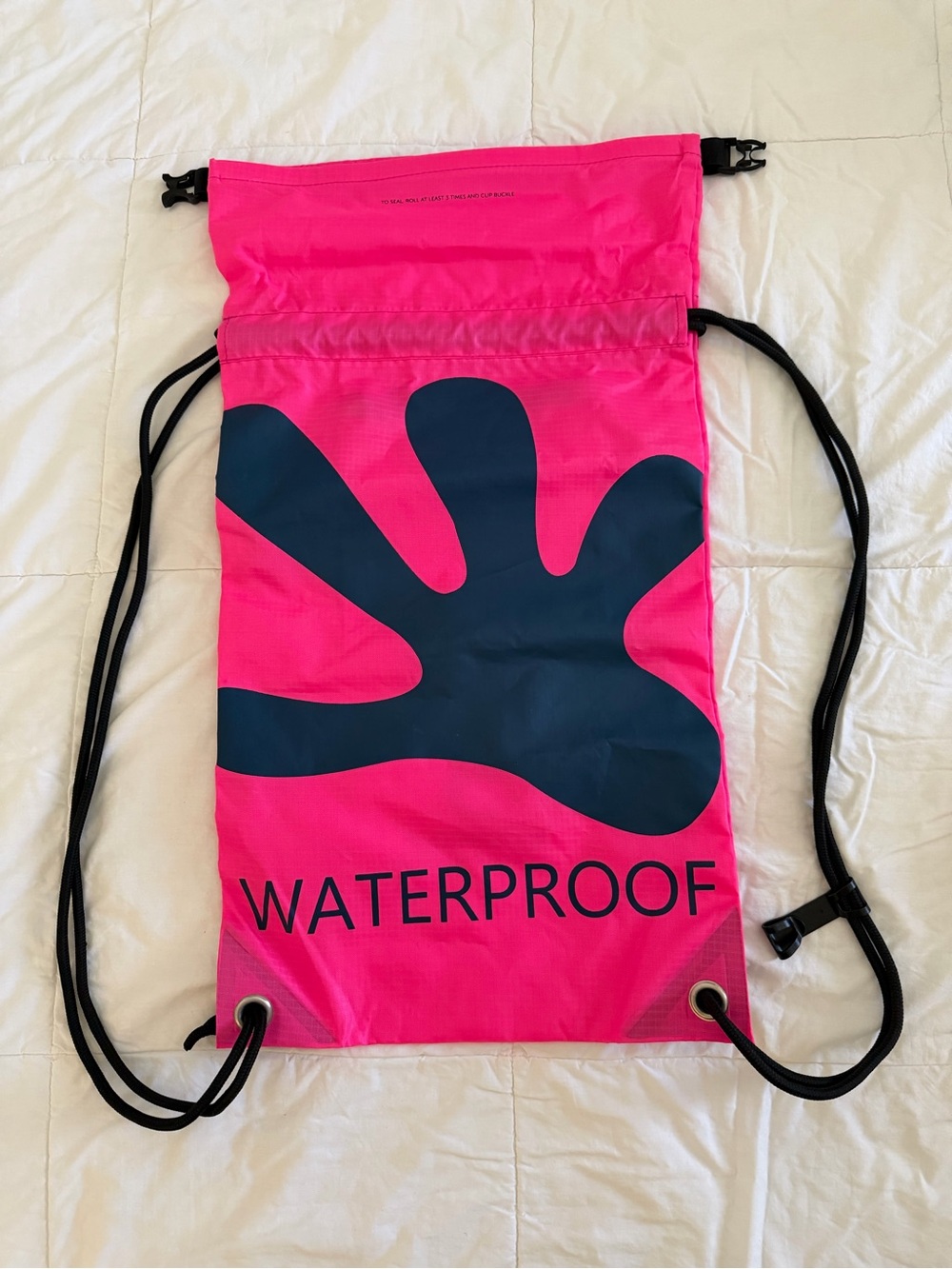 Waterproof Drawstring Backpack - Hot Pink/Black
